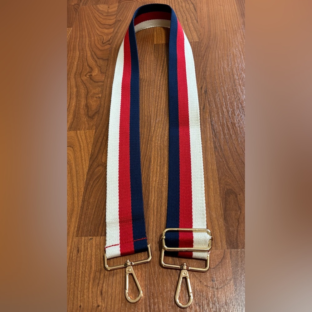 NEW Red, White, and Blue Striped Adjustable Guitar Strap